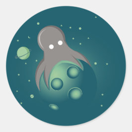 Alien Octopus Ronde Sticker