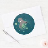 Alien Octopus Ronde Sticker (Envelop)