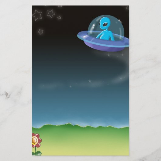 alien ontdekt een aardbloem briefpapier (Voorkant)