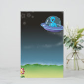 alien ontdekt een aardbloem briefpapier (Staand voorkant)