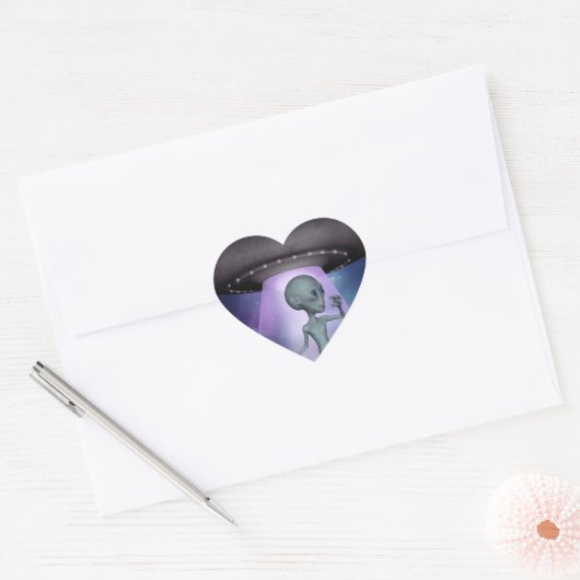Alien Ontmoetingen Hart Sticker (Envelop)