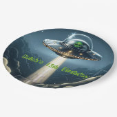 Alien ontvoering UFO Blue Clouds verjaardagsfeestj Papieren Bordje (Gekanteld)