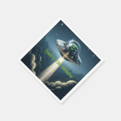 Alien ontvoering UFO Blue Clouds verjaardagsfeestj Servet (Hoek)