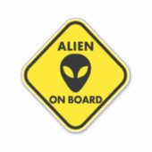 Alien op bordsticker sticker (Voorkant)