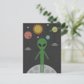 Alien op de maan briefkaart (Staand voorkant)