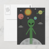 Alien op de maan briefkaart (Voorkant / Achterkant)