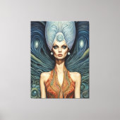 Alien op een blauwe achtergrond canvas afdruk (Voorkant)