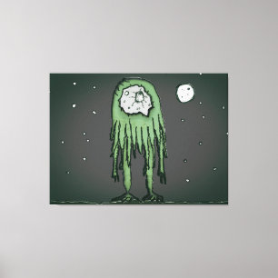 Alien op tuinlandschapstekening canvas afdruk