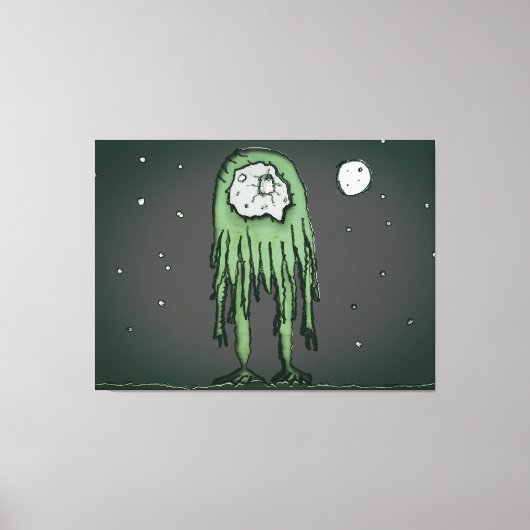 Alien op tuinlandschapstekening canvas afdruk (Voorkant)