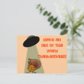Alien Out of This World ThanksGiving. Feestdagenkaart (Staand voorkant)