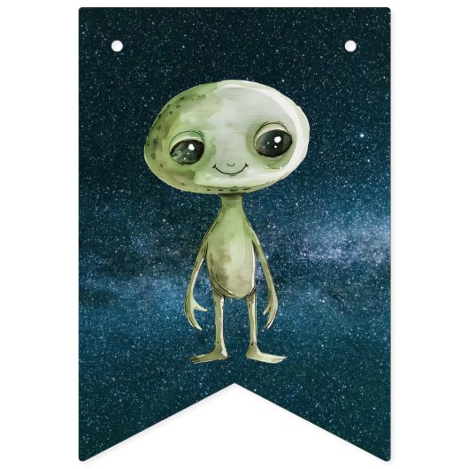 Alien Outer Space Happy Birthday Bunting Flags Vlaggetjes (Eerste vlag)