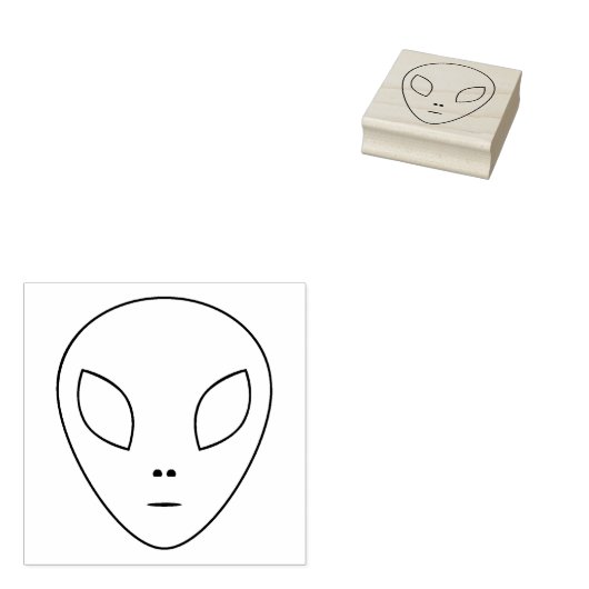 Alien Outline Rubber Stamp Rubberstempel (Gestempeld)