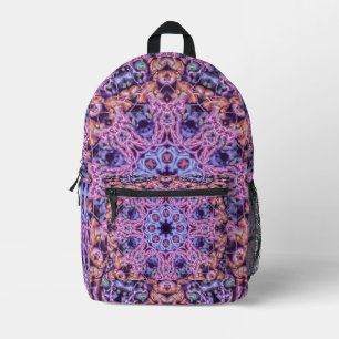 Alien Paarse Psychedelische Kaleidoscopische Manda Bedrukte Rugzak