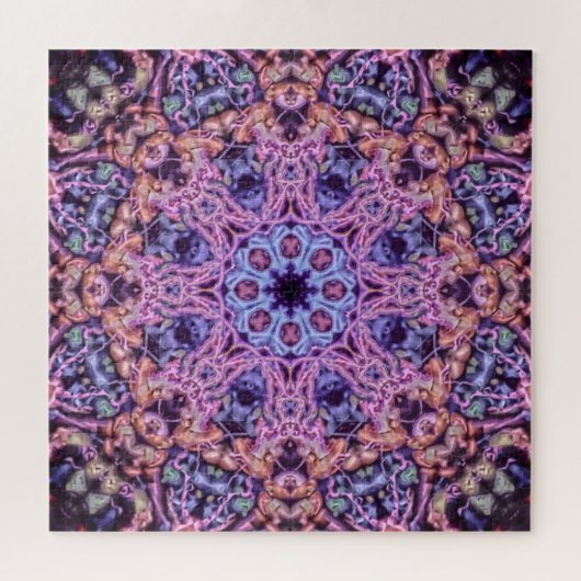 Alien Paarse Psychedelische Kaleidoscopische Manda Legpuzzel (Horizontaal)