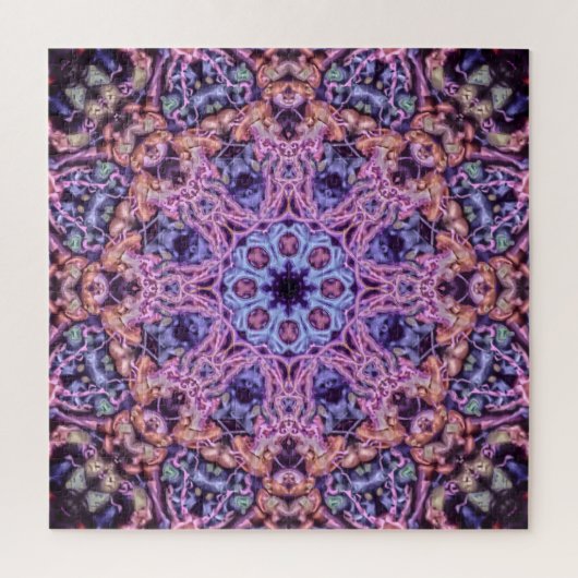 Alien Paarse Psychedelische Kaleidoscopische Manda Legpuzzel (Verticaal)