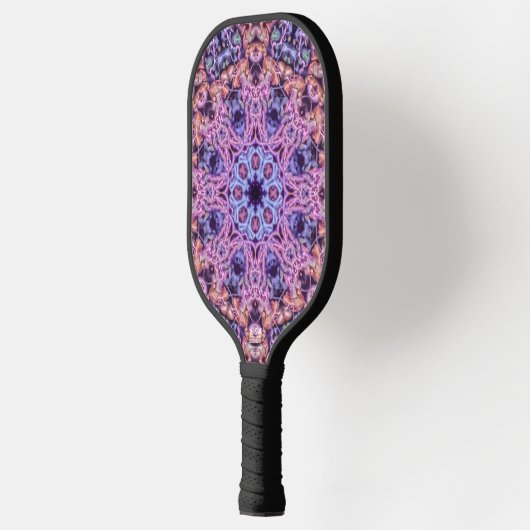 Alien Paarse Psychedelische Kaleidoscopische Manda Pickleball Paddle (Links)