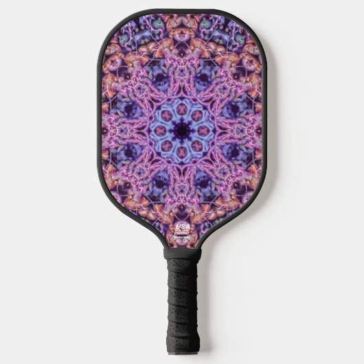 Alien Paarse Psychedelische Kaleidoscopische Manda Pickleball Paddle (Voorkant)