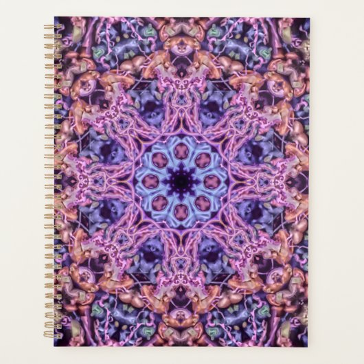 Alien Paarse Psychedelische Kaleidoscopische Manda Planner (Voorkant)