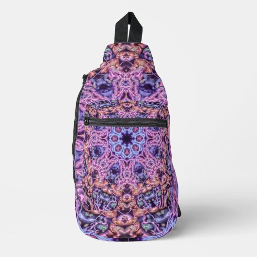 Alien Paarse Psychedelische Kaleidoscopische Manda Sling Bag (Voorkant)