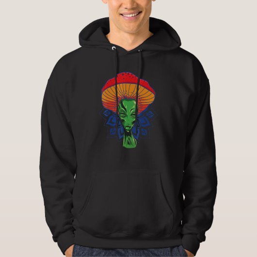 Alien paddenstoel hoofd Pet met Mandala Hoodie (Voorkant)