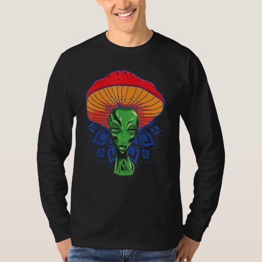 Alien paddenstoel hoofd Pet met Mandala T-shirt (Voorkant)