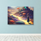 Alien Paddenstoelenplaneet  Canvas Afdruk (Insitu (Houten vloer))