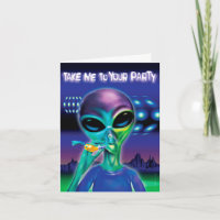 Alien Party-briefkaart - aangepast bericht