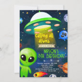 Alien party theme invitation kaart (Voorkant)
