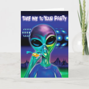 Alien Party wenskaart - aangepast bericht Kaart