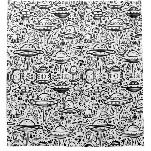 Alien Pattern Douchegordijn (Voorkant)