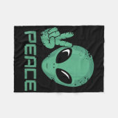 Alien Peace Hippie Ufo Fleece Deken (Voorkant (Horizontaal))