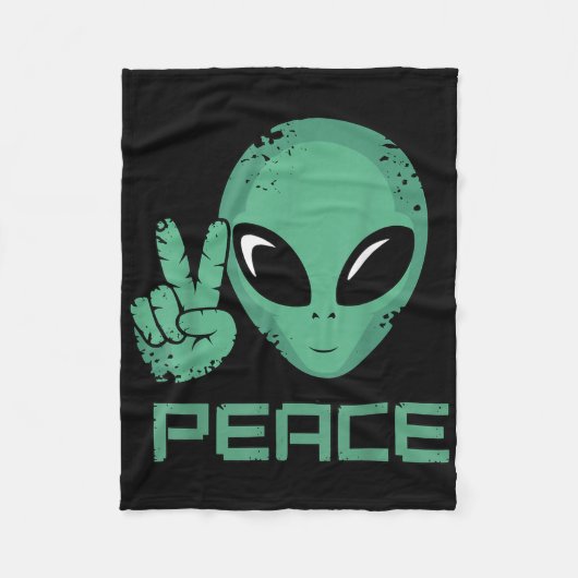 Alien Peace Hippie Ufo Fleece Deken (Voorkant)