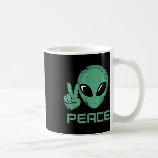 Alien Peace Hippie Ufo Koffiemok (Rechts)