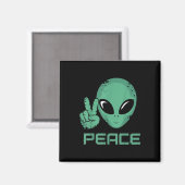 Alien Peace Hippie Ufo Magneet (Voorkant / Achterkant)