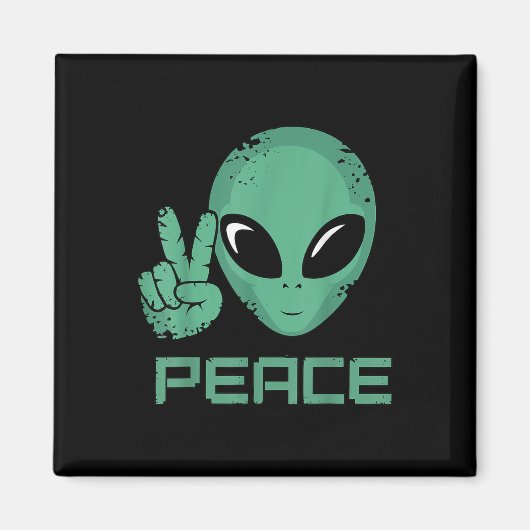 Alien Peace Hippie Ufo Magneet (Voorkant)