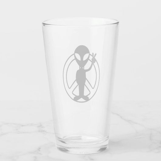 Alien Peace Sign Pint Drink glas (Achterkant)