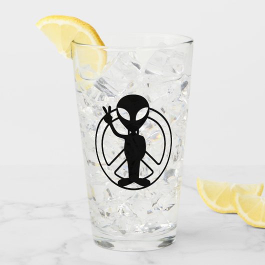 Alien Peace Sign Pint Drink glas (Voorkant ijs)