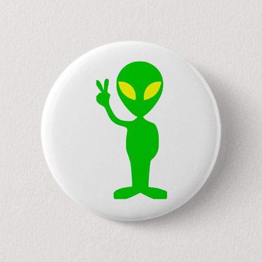 Alien Peace Sign Ronde Button 5,7 Cm (Voorkant)