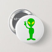 Alien Peace Sign Ronde Button 5,7 Cm (Voorkant /achterkant)