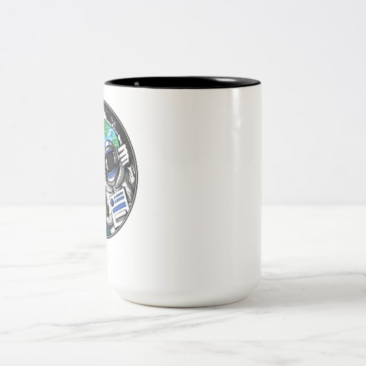 Alien Peace Sign Space Astronaut Tweekleurige Koffiemok (Center)