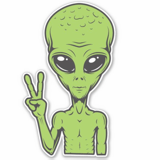 Alien Peace Symbol Funny Extraterrestrial Car Truc Sticker (Voorkant)