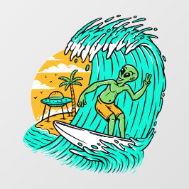Alien Peace teken surfen UFO geparkeerd op het str Raamsticker