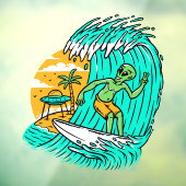 Alien Peace teken surfen UFO geparkeerd op het str Raamsticker (Vel 3)