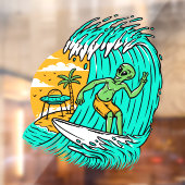 Alien Peace teken surfen UFO geparkeerd op het str Raamsticker (Vel 2)