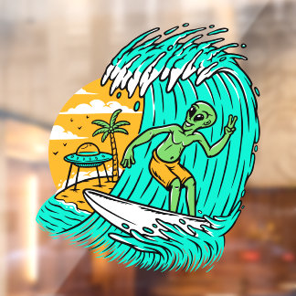 Alien Peace teken surfen UFO geparkeerd op het str Raamsticker