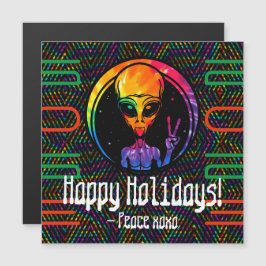 Alien Peace Tie Dye Space Kerstmagneet