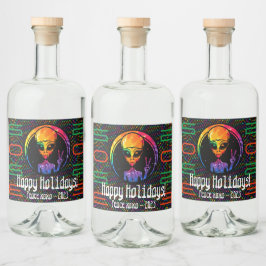 Alien Peace Tie Dye Space Liquor en wijn Labels Likeurfles Etiket