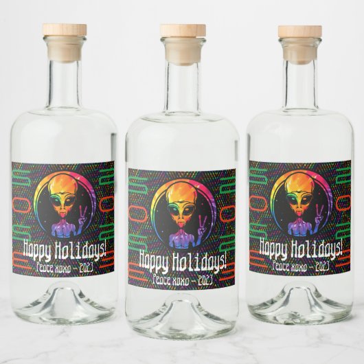 Alien Peace Tie Dye Space Liquor en wijn Labels Likeurfles Etiket (Flessen)