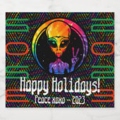 Alien Peace Tie Dye Space Liquor en wijn Labels Likeurfles Etiket (Enkel label)