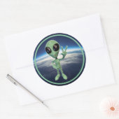 Alien - Peace V Sign Ronde Sticker (Envelop)